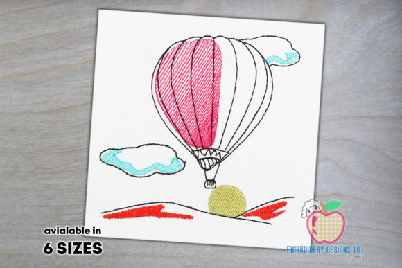 A Designer's Take on the Hot Air Balloon Flying over Mountain
