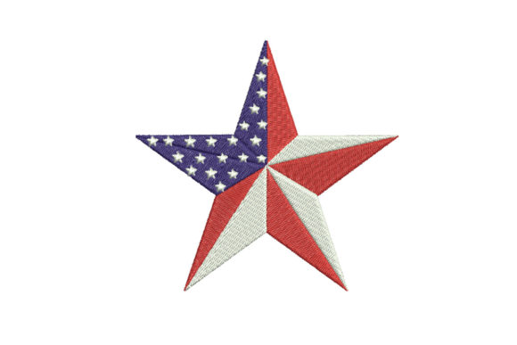 A Patriotically Sweet Star-Shaped Flag Embroidery Design