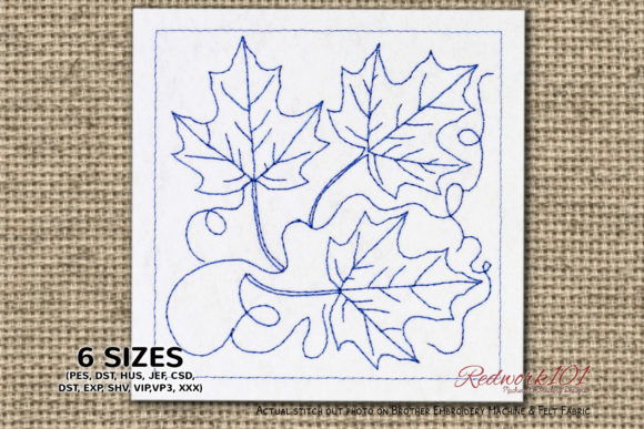 An Embroidery Designer's Review of Set of Maple Leaves Bluework