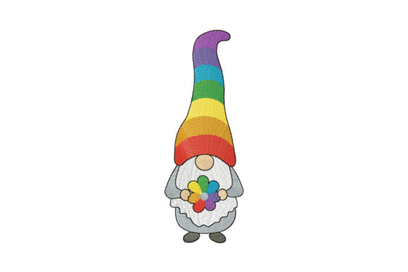 Rainbow Gnome Embroidery Design for Boutique Sweatshirts